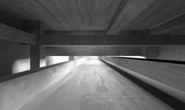 Dark Beton Duvar Mimarisi. Boş Oda. 3d Görüntüleme