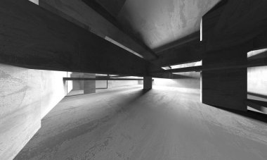 Dark Beton Duvar Mimarisi. Boş Oda. 3d Görüntüleme