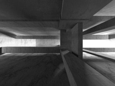 Dark Beton Duvar Mimarisi. Boş Oda. 3d Görüntüleme