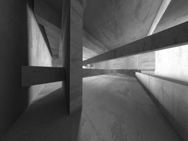 Dark Beton Duvar Mimarisi. Boş Oda. 3d Görüntüleme