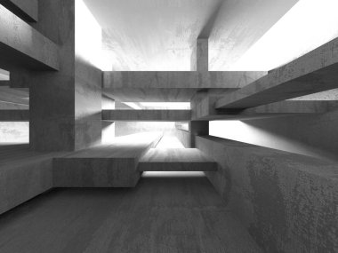 Dark Beton Duvar Mimarisi. Boş Oda. 3d Görüntüleme