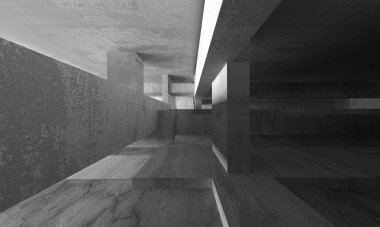 Dark Beton Duvar Mimarisi. Boş Oda. 3d Görüntüleme