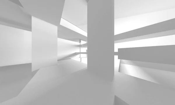 Fundo Moderno Branco Conceito Construção Abstrato Render — Fotografia de Stock