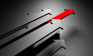 Yaratıcı grafik okları arka planda hareket ediyor. Soyut geometrik tasarım. 3d hazırlayıcı