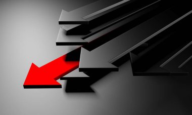 Yaratıcı grafik okları arka planda hareket ediyor. Soyut geometrik tasarım. 3d hazırlayıcı