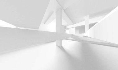 Beyaz Modern Arkaplan. Soyut Bina Konsepti. 3d Hazırlama