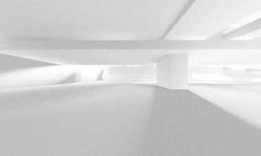 Beyaz Modern Arkaplan. Soyut Bina Konsepti. 3d Hazırlama