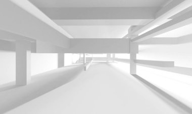 Beyaz Modern Arkaplan. Soyut Bina Konsepti. 3d Hazırlama