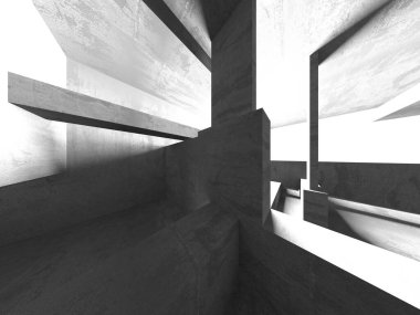 Soyut mimari iç plan. Boş beton oda. 3d hazırlayıcı