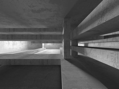 Soyut mimari iç plan. Boş beton oda. 3d hazırlayıcı