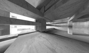 Soyut mimari arka plan. İçi boş beton döşeme. 3d hazırlayıcı