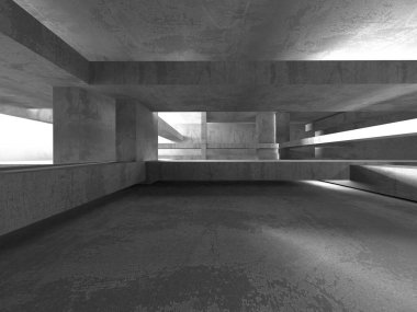 Soyut mimari iç plan. Boş beton oda. 3d hazırlayıcı