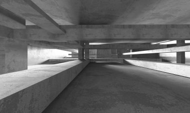 Soyut mimari arka plan. İçi boş beton döşeme. 3d hazırlayıcı