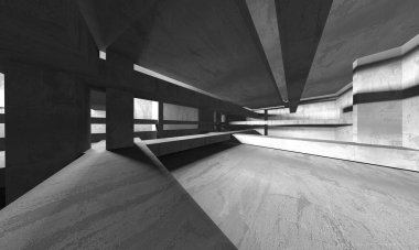 Soyut mimari iç plan. Boş beton oda. 3d hazırlayıcı