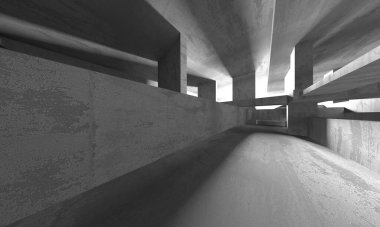 Soyut mimari iç plan. Boş beton oda. 3d hazırlayıcı