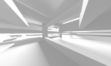 Aydınlatılmış koridor iç tasarımı. Boş Oda İç mimarisi. 3 Boyutlu Hazırlama