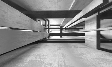 Soyut mimari iç plan. Boş beton oda. 3d hazırlayıcı