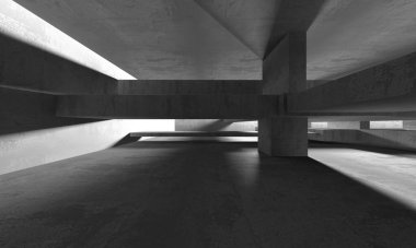 Soyut mimari iç plan. Boş beton oda. 3d hazırlayıcı