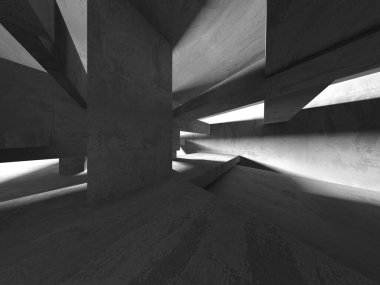 Soyut mimari iç plan. Boş beton oda. 3d hazırlayıcı