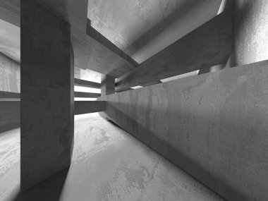 Soyut mimari iç plan. Boş beton oda. 3d hazırlayıcı