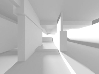 Beyaz Modern Arkaplan. Soyut Bina Konsepti. 3d Hazırlama