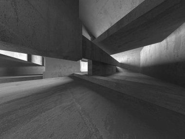 Soyut mimari iç plan. Boş beton oda. 3d hazırlayıcı