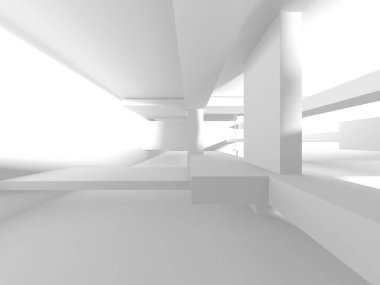 Beyaz Modern Arkaplan. Soyut Bina Konsepti. 3d Hazırlama