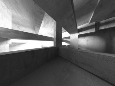 Soyut mimari iç plan. Boş beton oda. 3d hazırlayıcı