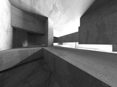 Soyut mimari arka plan. İçi boş beton döşeme. 3d hazırlayıcı