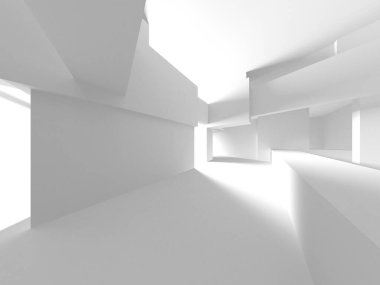 Aydınlatılmış koridor iç tasarımı. Boş Oda İç mimarisi. 3 Boyutlu Hazırlama