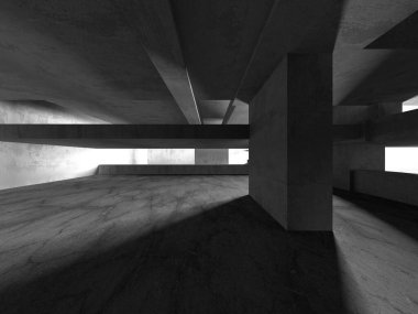 Soyut mimari arka plan. İçi boş beton döşeme. 3d hazırlayıcı