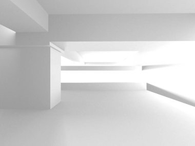 Aydınlatılmış koridor iç tasarımı. Boş Oda İç mimarisi. 3 Boyutlu Hazırlama