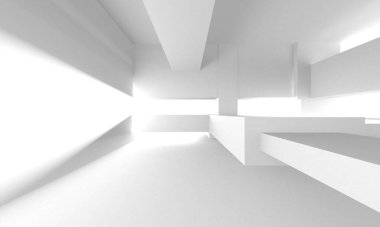 Beyaz Modern Arkaplan. Soyut Bina Konsepti. 3d Hazırlama