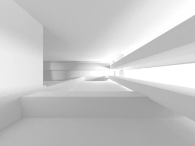 Beyaz Modern Arkaplan. Soyut Bina Konsepti. 3d Hazırlama