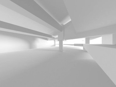 Beyaz Modern Arkaplan. Soyut Bina Konsepti. 3d Hazırlama