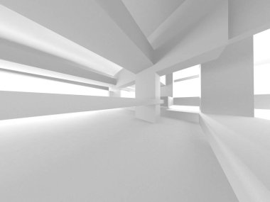 Aydınlatılmış koridor iç tasarımı. Boş Oda İç mimarisi. 3 Boyutlu Hazırlama