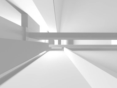 Aydınlatılmış koridor iç tasarımı. Boş Oda İç mimarisi. 3 Boyutlu Hazırlama