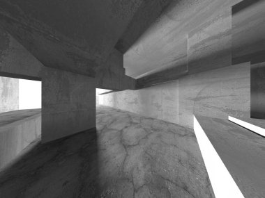 Soyut mimari arka plan. İçi boş beton döşeme. 3d hazırlayıcı