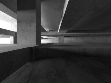 Soyut mimari iç plan. Boş beton oda. 3d hazırlayıcı