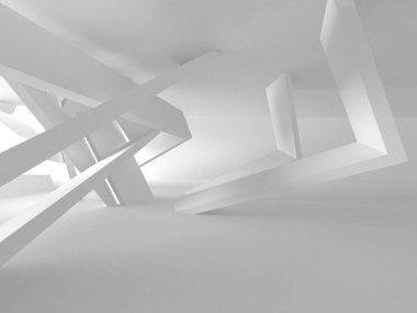 Beyaz Modern Arkaplan. Soyut Bina Konsepti. 3d Hazırlama