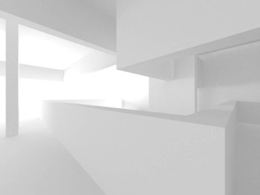 Beyaz Modern Arkaplan. Soyut Bina Konsepti. 3d Hazırlama