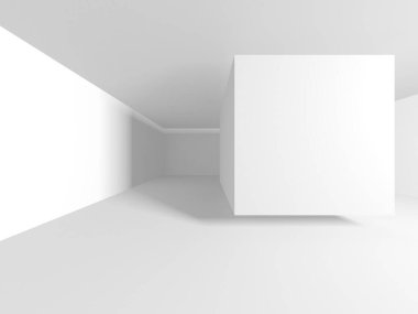 Aydınlatılmış koridor iç tasarımı. Boş Oda İç mimarisi. 3 Boyutlu Hazırlama