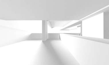 Soyut Beyaz Mimari Tasarım Konsepti. 3d Görüntüleme