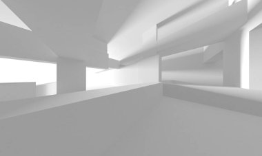 Soyut Beyaz Mimari Tasarım Konsepti. 3d Görüntüleme