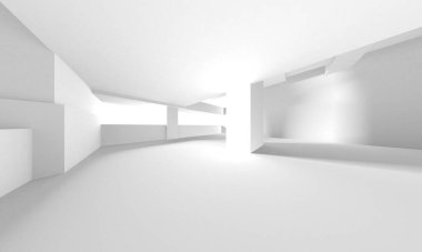 Soyut Beyaz Mimari Tasarım Konsepti. 3d Görüntüleme