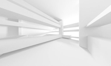 Soyut Beyaz Mimari Tasarım Konsepti. 3d Görüntüleme