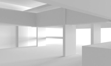 Soyut Beyaz Mimari Tasarım Konsepti. 3d Görüntüleme