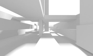 Soyut Beyaz Mimari Tasarım Konsepti. 3d Görüntüleme