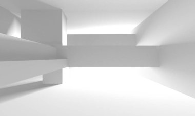 Soyut Beyaz Mimari Tasarım Konsepti. 3d Görüntüleme