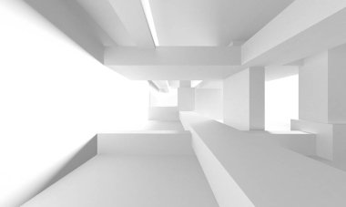 Soyut Beyaz Mimari Tasarım Konsepti. 3d Görüntüleme